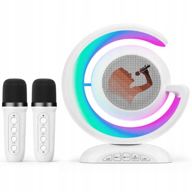 BEZPRZEWODOWY ZESTAW DO KARAOKE DLA DZIECI BLUETOOTH GŁOŚNIK + 2 MIKROFONY