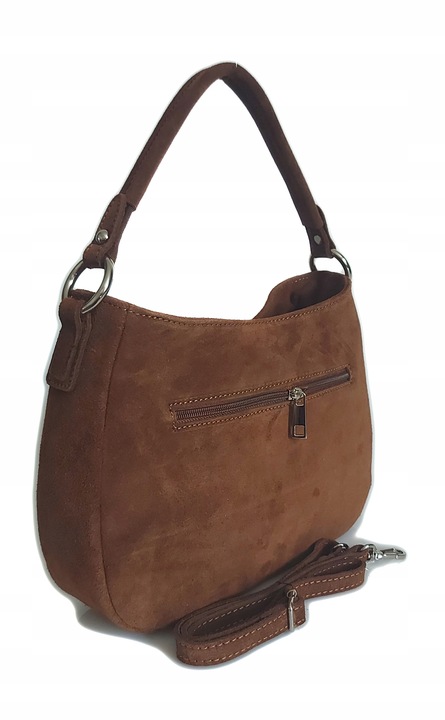 Włoska skórzana listonoszka Vera Pelle zamsz A5 Camel