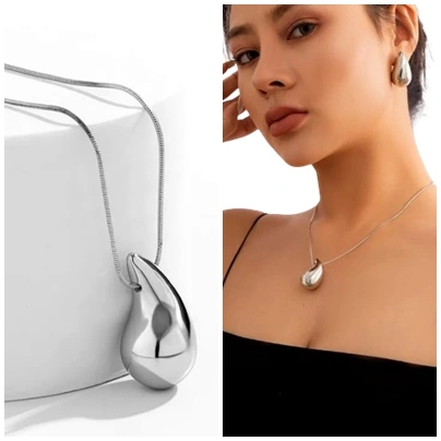 Naszyjnik łańcuszek srebrny KROPLA łezka