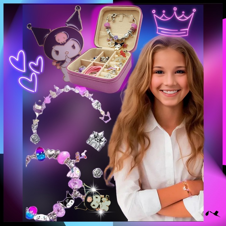 ZESTAW DO ROBIENIA BRANSOLETEK NASZYJNIKÓW Do Biżuterii Dla Dzieci Kuromi