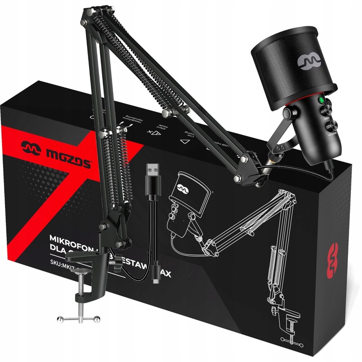 MOZOS MKIT-GX MIKROFON ZE STATYWEM NASTĘPCA MKIT-700PRO V2 DO KOMPUTERA