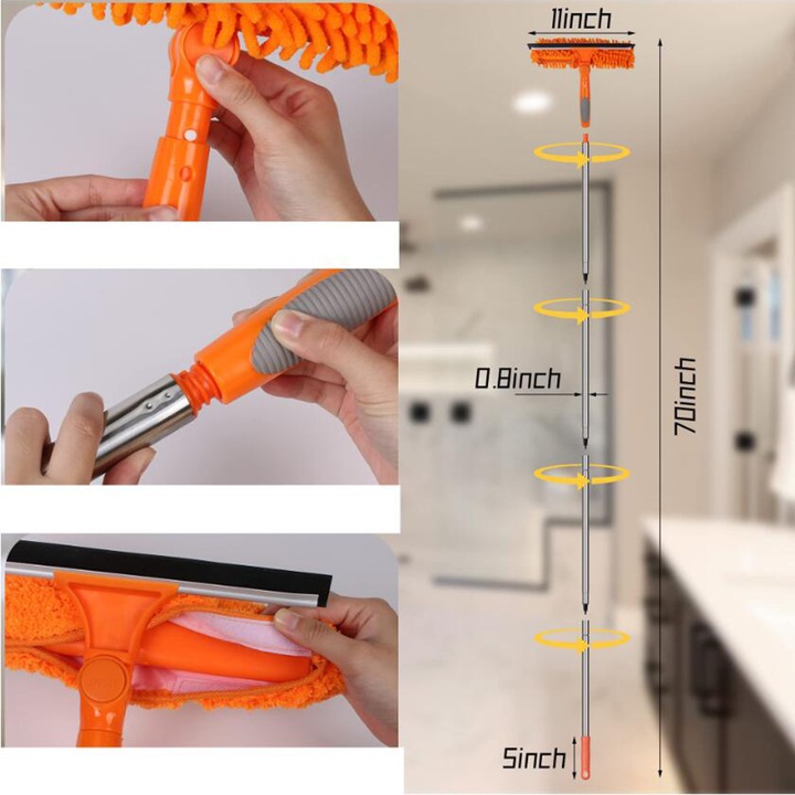 MYJKA DO OKIEN SZYB TELESKOPOWY Z ŚCIĄGACZKA WODY ZESTAW DUŻA WYSOKOŚĆ 2W1