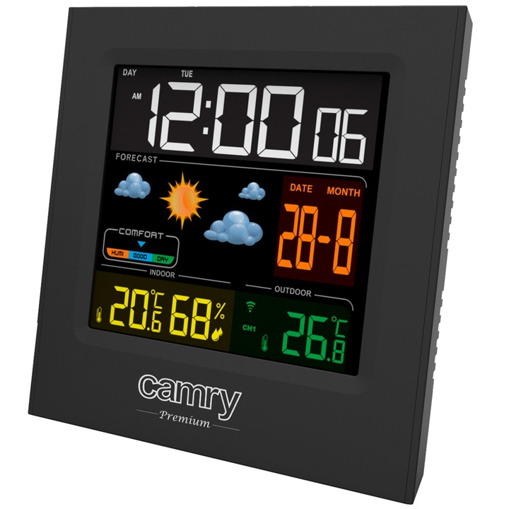 STACJA POGODOWA POGODY BEZPRZEWODOWA TERMOMETR HIGROMET CZUJNIK ZEGAR DATA