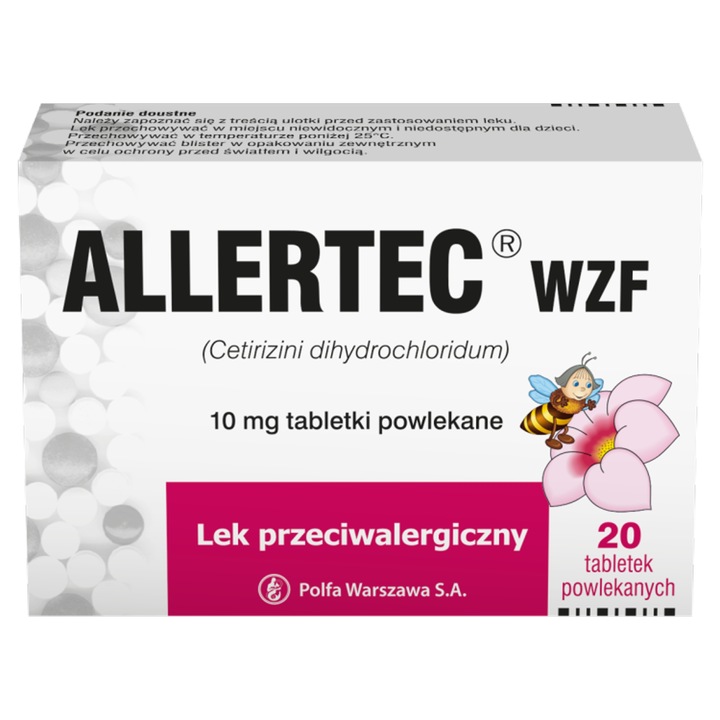 3x Allertec WZF 10 mg 20tabletek LEK przeciwhistaminowy alergia (60tab)
