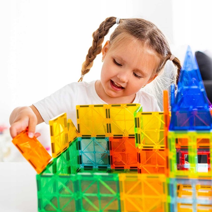 Klocki konstrukcyjne EDUKACYJNE 3D kulki rurki dla dzieci 108el MAGNETYCZNE
