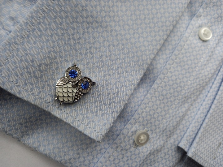 Srebrne spinki do mankietów koszuli Ptak Sowa