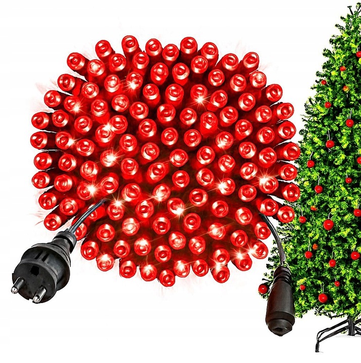 LAMPKI CHOINKOWE 500 LED ZEWNĘTRZNE Czerwone EFEKTY FLASH