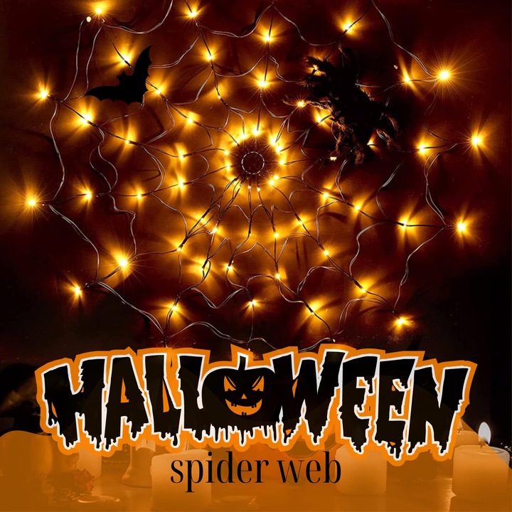 Światło LED Spider Web String Light z siatką zdalnego sterowania Halloween