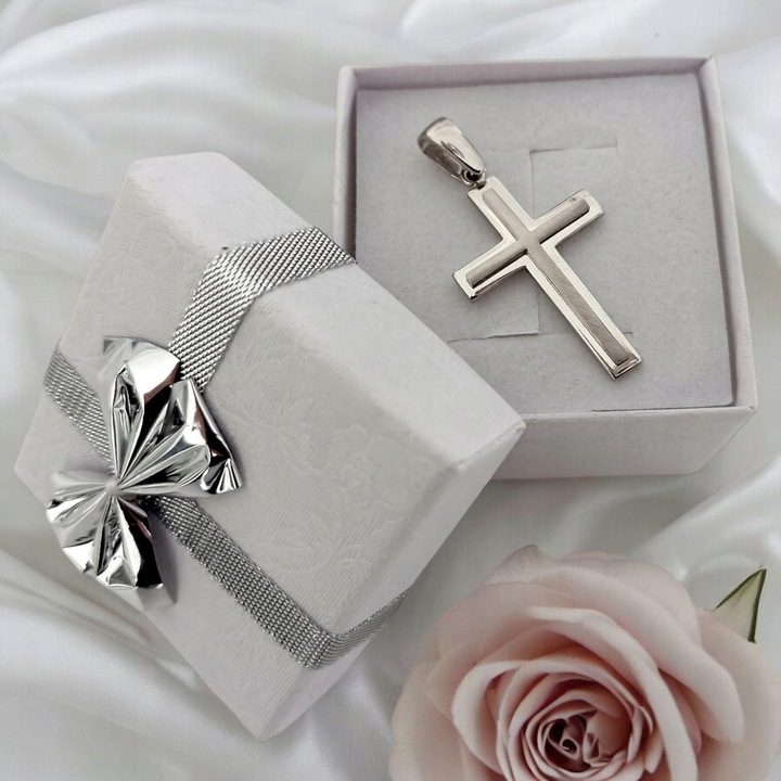 Krzyżyk srebrny rodowany bez wizerunku srebro 925