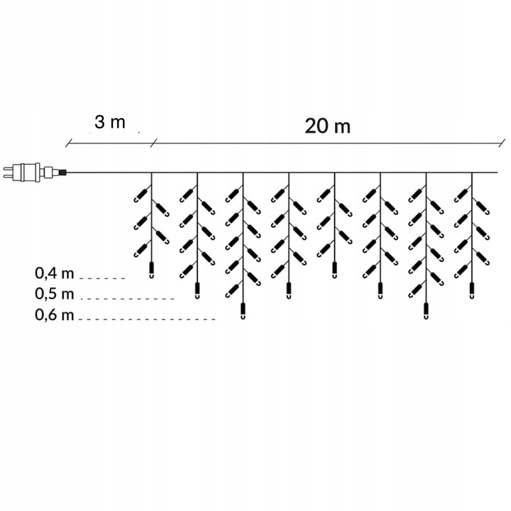 Lampki Zewnętrzne Sople LED 500 23m Biały Ciepły Światełka Świąteczne