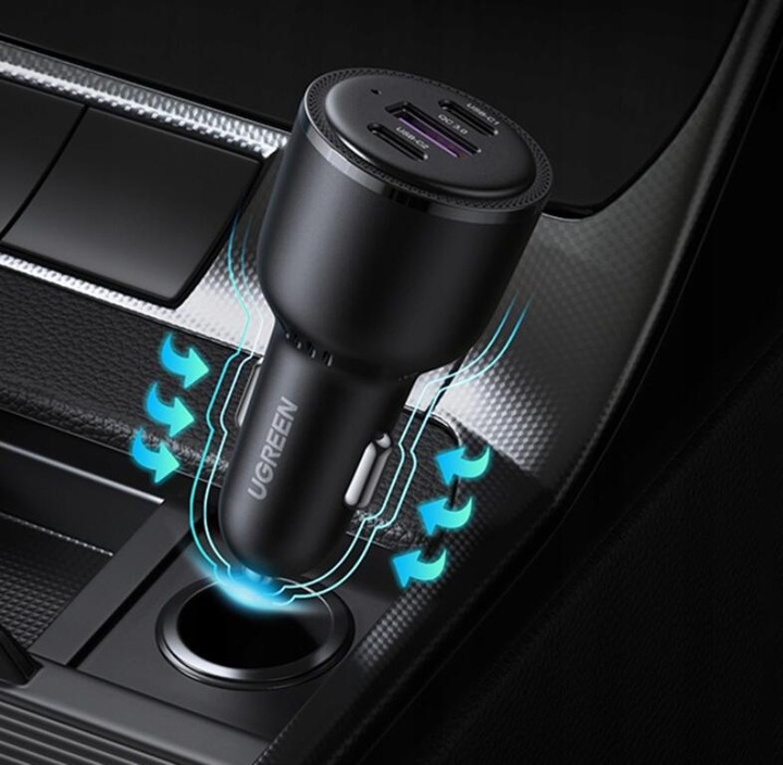 UGREEN ŁADOWARKA SAMOCHODOWA 2X USB TYP C / 1X USB 5A PD QC 69W
