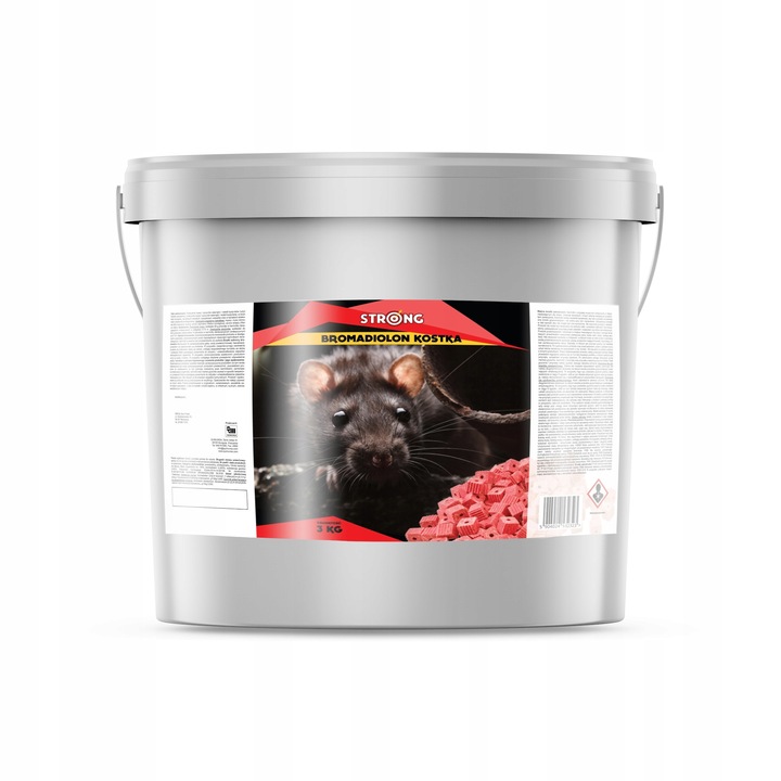 STRONG MOCNA TRUTKA NA MYSZY I SZCZURY KOSTKA WOSKOWA BROMADIOLON 3KG