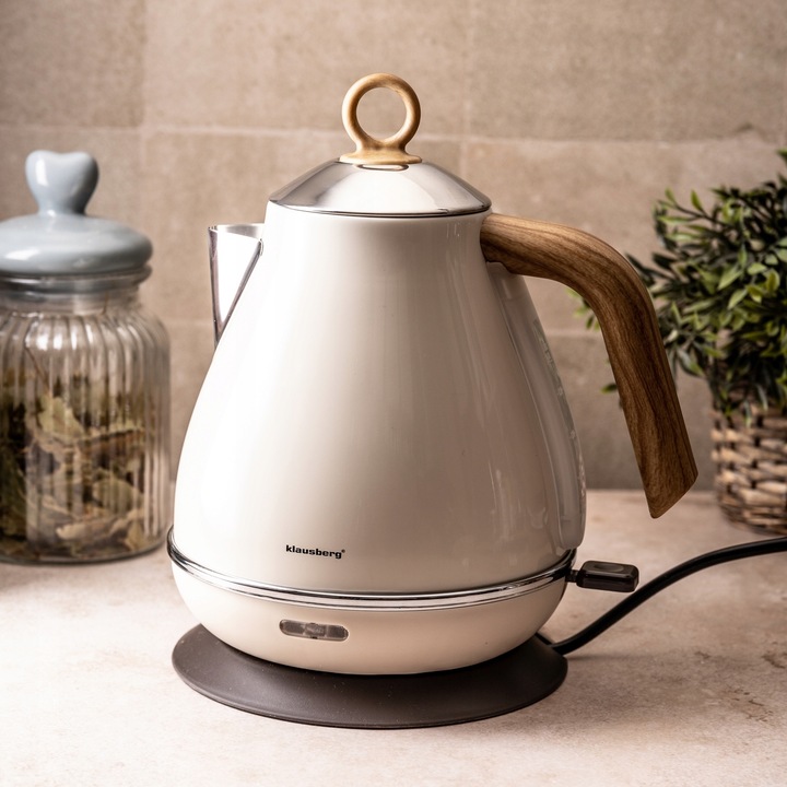Czajnik elektryczny Bezprzewodowy OBROTOWY 1,7 L Stalowy KLAUSBERG KREMOWY