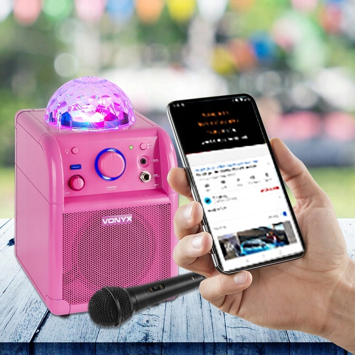 GŁOŚNIK BLUETOOTH LED RGB 50W+ MIKROFON KARAOKE