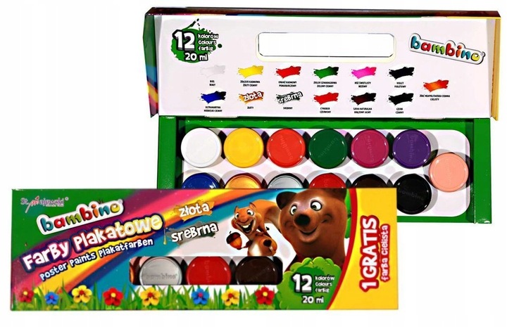 BAMBINO FARBY PLAKATOWE 12 KOL + 1 20 ML