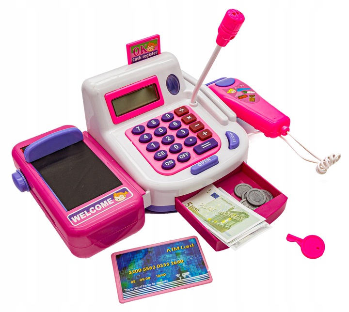 Edukacyjna Kasa Fiskalna Sklepowa Dla Dzieci Wózek Kalkulator Akcesoria