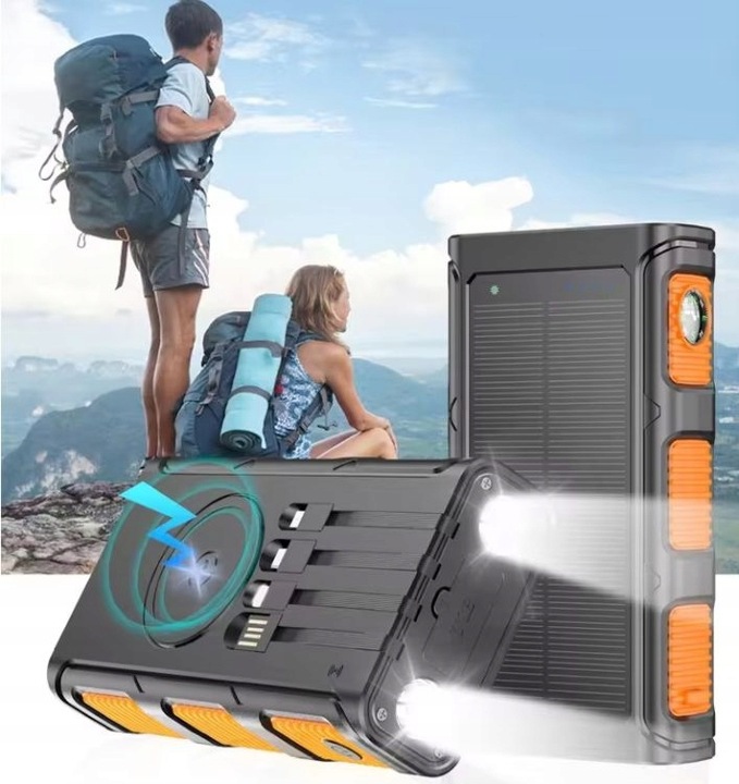 POWERBANK ŁADOWARKA SOLARNY INDUKCJA 36000mAh 8xUSB LATARKA 2x LED USB-C PD