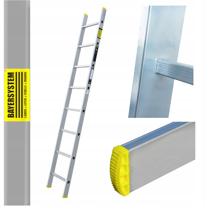 Drabina aluminiowa 1x8 Bayersystem przystawna 150kg