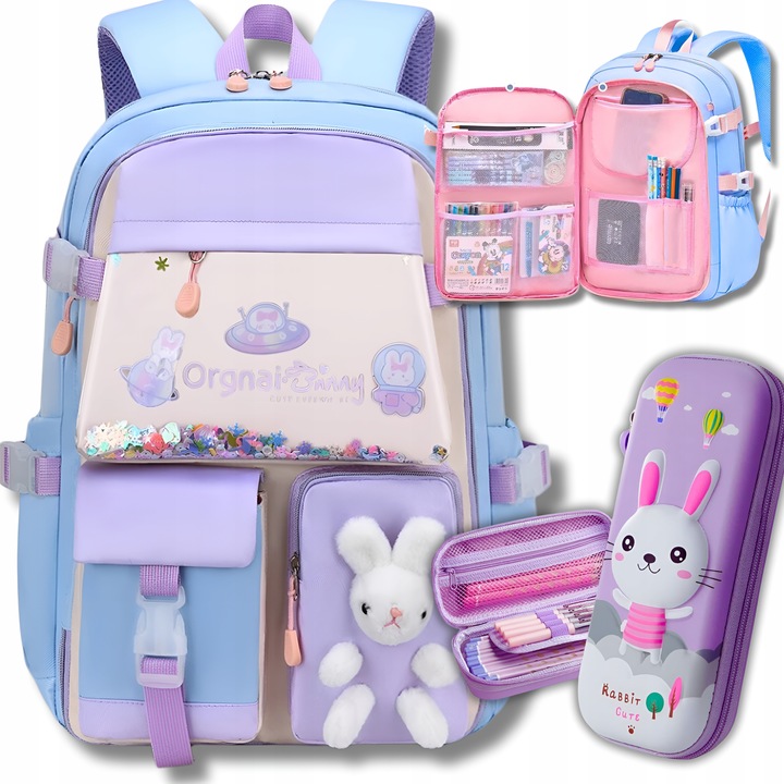 PLECAK SZKOLNY TORNISTER PIÓRNIK KRÓLIK ZAJĄC DLA 3D BF 180 klasa 1-3