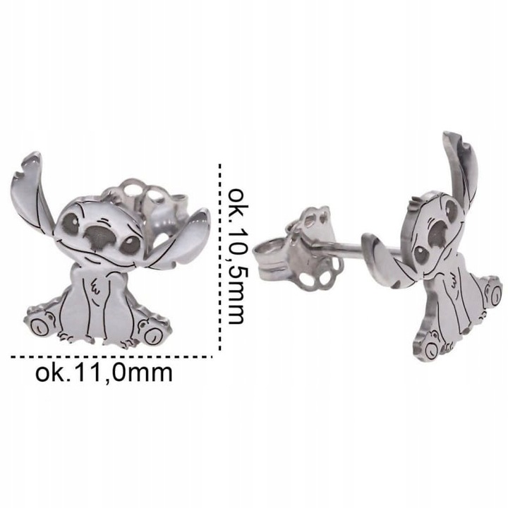 Srebrne kolczyki Stitch, Srebro925
