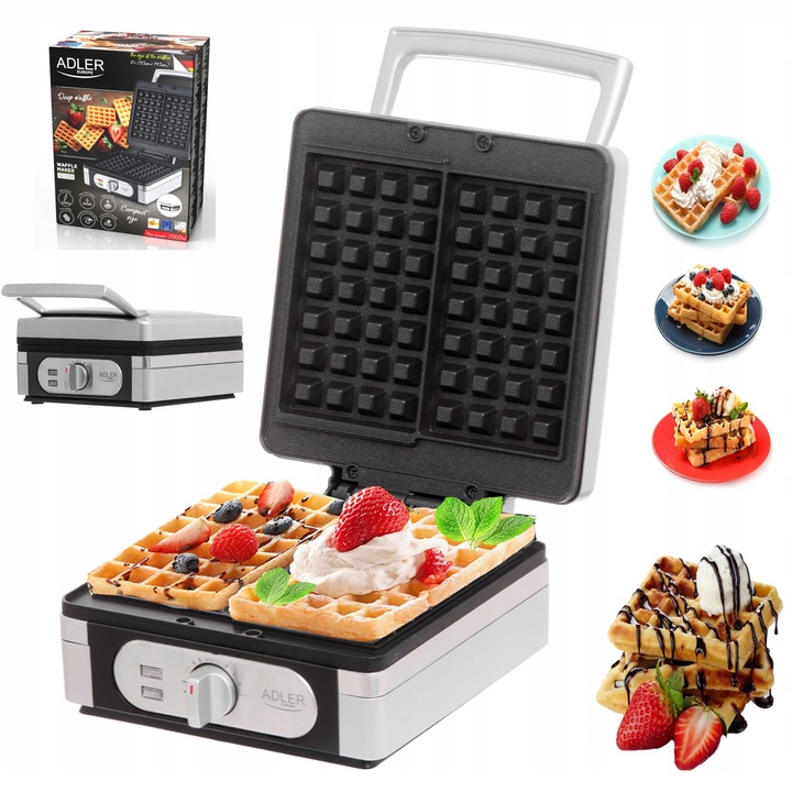 GOFROWNICA 2000W XXL 2 CHRUPIĄCE PUSZYSTE GOFRY XXL DUŻA SOLIDNIE WYKONANA