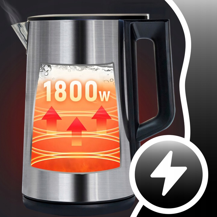 CZAJNIK ELEKTRYCZNY BEZPRZEWODOWY DOTYKOWY 1800W REGULACJA TEMPERATURY 1,8L