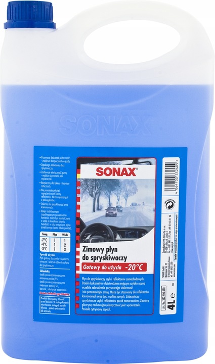 SONAX ZIMOWY PŁYN DO SPRYSKIWACZY - CYTRYNOWY -20°C 4x 4L 16L
