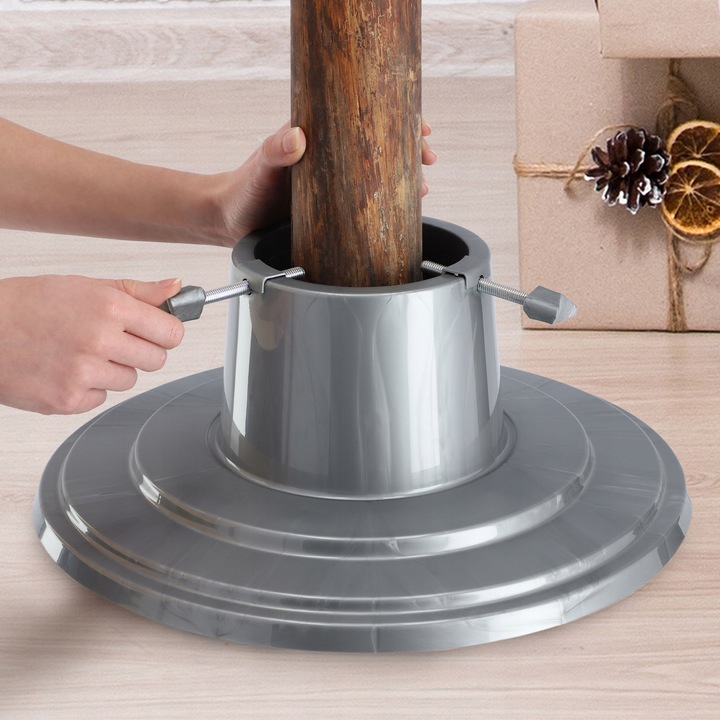 STOJAK POD CHOINKĘ CHOINKOWY PODSTAWKA DRZEWKO POJEMNIK NA WODĘ 1L SREBRNY