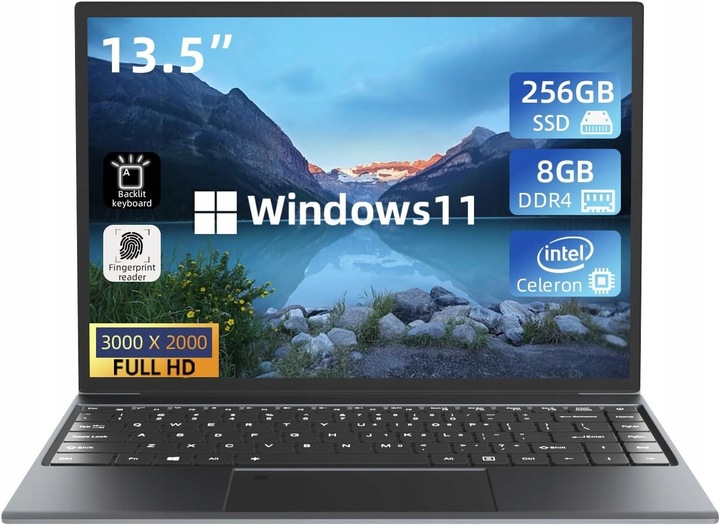 Limitowany Laptop 13,5" Czytnik Ekran 3K IPS Intel N4120 8/256GB SSD W11