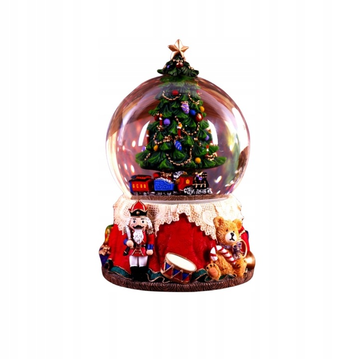 ŚWIĄTECZNA ŚNIEŻNA SCENA POZYTYWKA KRYSZTAŁOWA KULA LED CHOINKA