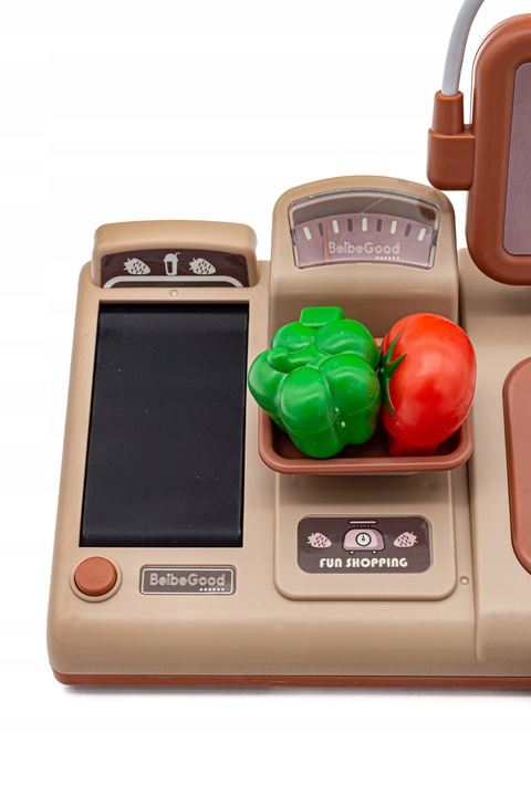 Kasa Fiskalna Edukacyjna Sklepowa Waga Koszyk Czytnik Kodów Monety Mikrofon