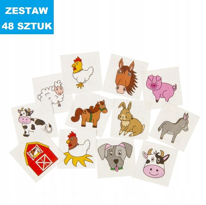 TATUAŻ WODNY "ZWIERZĄTKA-MIX" - 48 szt.