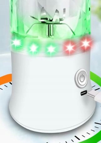 BLENDER SHAKER TURYSTYCZNY DIODY LED USB-C AKUMULATOR 600ML BEZPRZEWODOWY