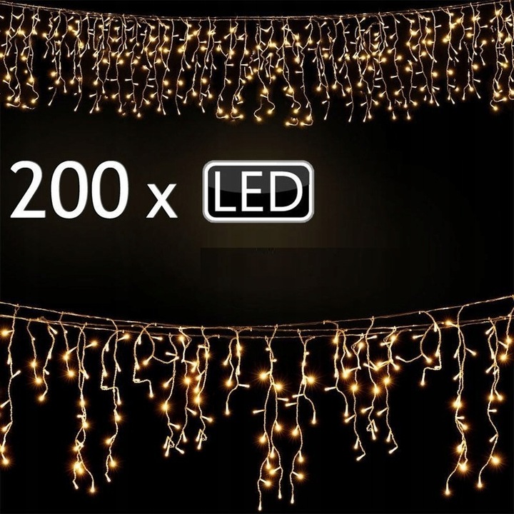 LAMPKI ŚWIĄTECZNE 10m 200LED OZDOBY CHOINKOWE