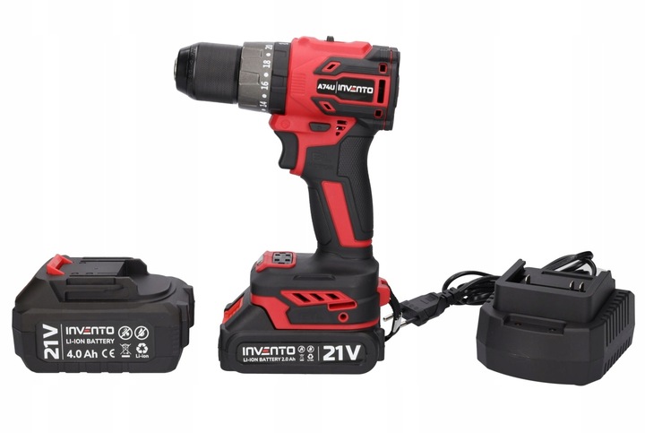Wiertarko wkrętarka udarowa akumulatorowa 3/8 INVENTO A74U - zestaw 2Ah+4Ah