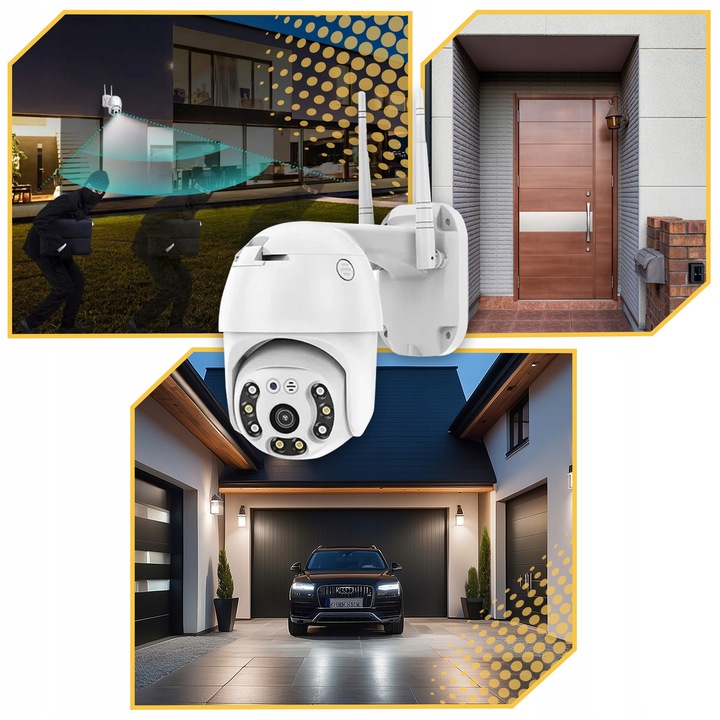 KAMERA ZEWNETRZNA WIFI OBROTOWA IP FULL HD 360 MONITORING ZOOM 4x DETEKCJA