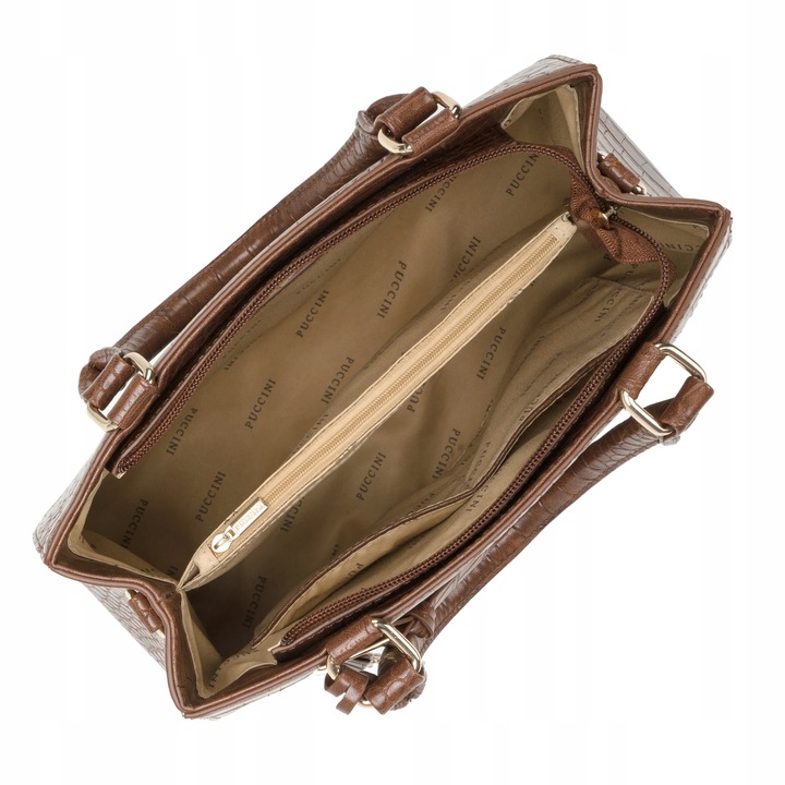 Torebka Damska Mała Kuferek Ramię Odpinany Pasek PUCCINI Brązowa BML067S-2