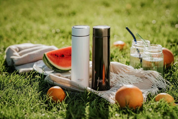 CZARNY TERMOS KUBEK TERMICZNY NA KAWĘ HERBATĘ SMART LED DUŻY 500ml