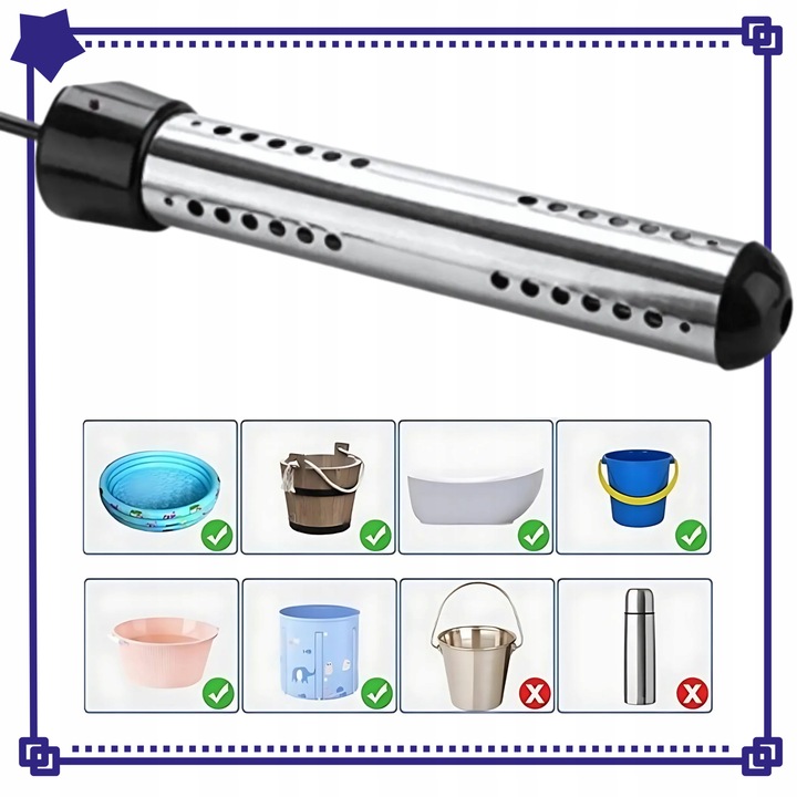 Grzałka ZANURZENIOWA 3000w elektryczna do Basenu wody do wanny z Timerem