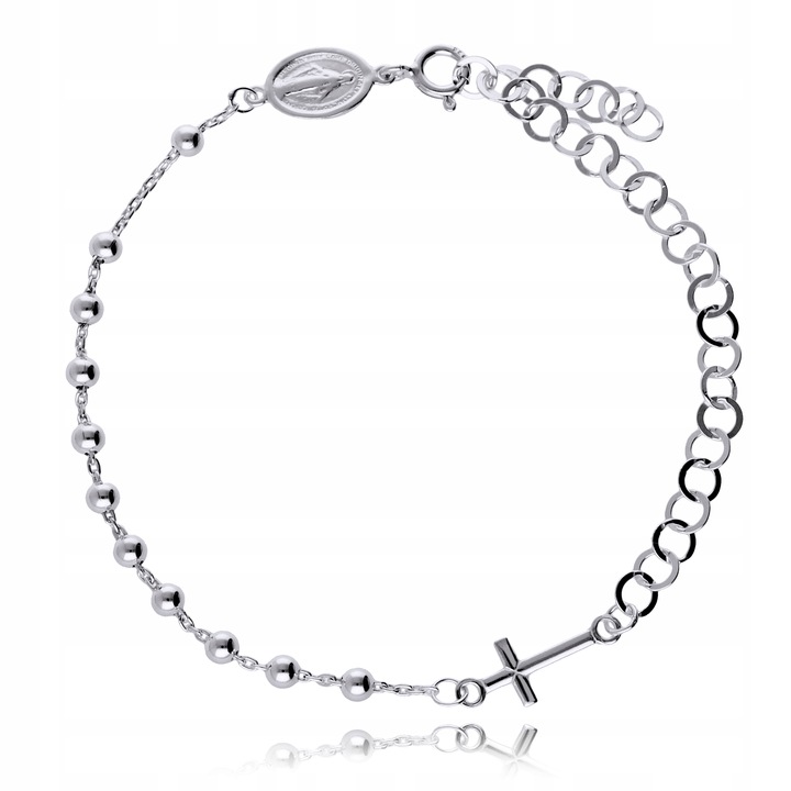 Srebrny Różaniec 925 Chrzest Komunia Święcenia Pamiątka Grawer