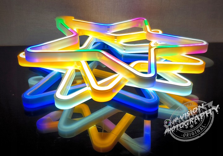 OZDOBA ŚWIĄTECZNA GWIAZDA NEON LED okno CIEPŁO BIAŁA WEWNĘTRZNA ZEWNĘTRZNA