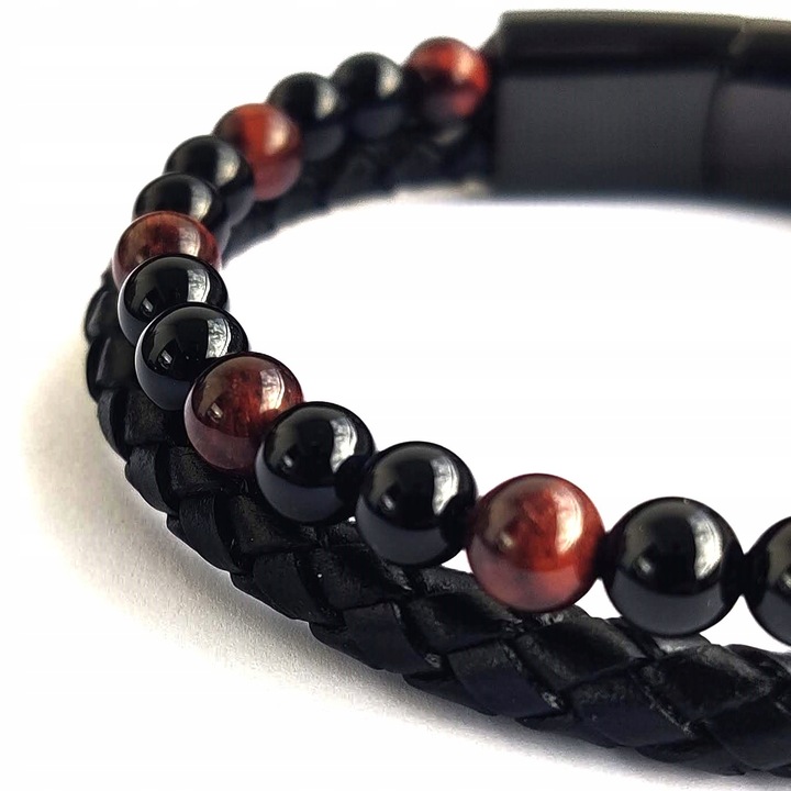 Bransoletka męska skórzana REGULOWANA Z TYGRYSIM OKIEM PREZENT Versatile