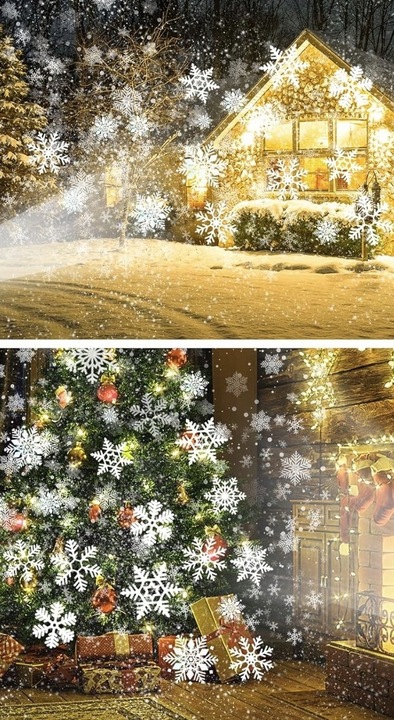 PROJEKTOR ŚWIĄTECZNY LASEROWY EFEKTY RUCHOMY NA DOM PŁATKI ŚNIEGU LED MOC