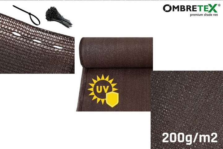 Siatka Cieniująca 1,5x15m 95% 200g Osłona Na Ogrodzenie Płot Brązowa Brąz