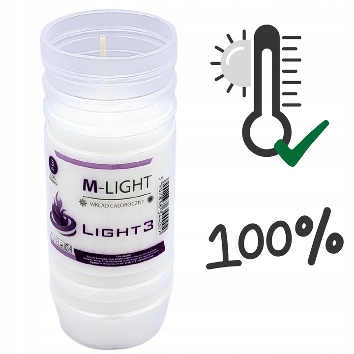 Wkłady do zniczy Parafinowe Znicze 72h 3 dni 20szt