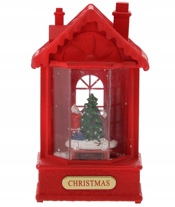 LAMPION ŚWIĄTECZNY Z WKŁADEM LED POZYTYWKA DOMEK CZERWONY 12 x 9 x 19,5 CM