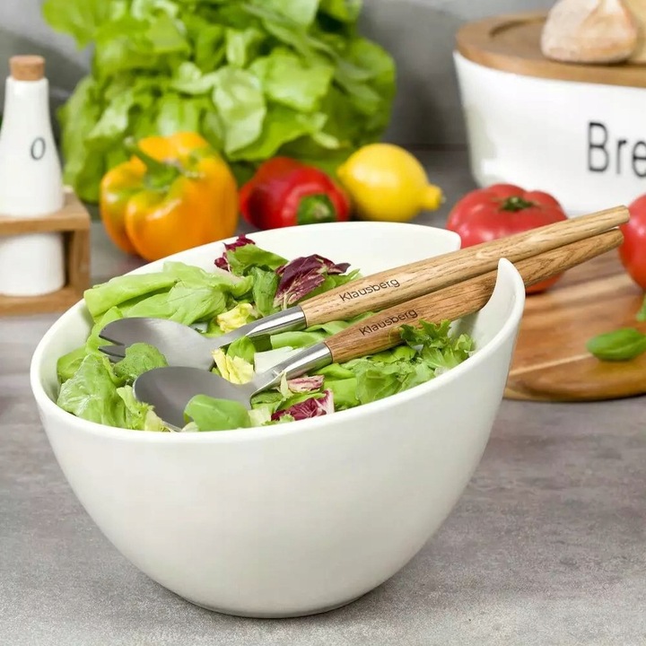 BIAŁA Porcelanowa misa 23cm do Sałaty sałatek z łyżkami Miska Duża