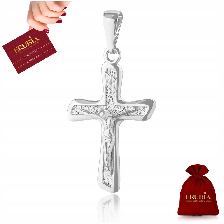 SREBRNY MĘSKI KRZYŻYK Z JEZUSEM, SREBRO PRÓBA 925 WARSZAWSKI, ELEGANCKI