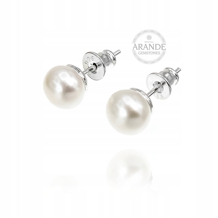 Prawdziwe Perły Białe Srebro Eleganckie Kolczyki