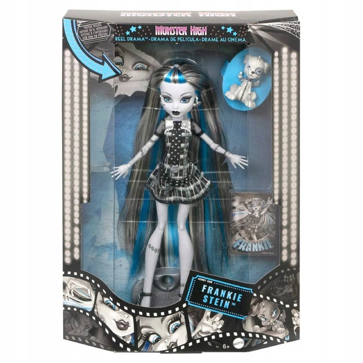 LALKA MONSTER HIGH REEL DRAMA Frankie Stein + piesek Watzie